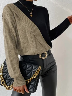 Outlet Color Block Pullover Sweater Sweater Tops|Sweaters & Cardigans