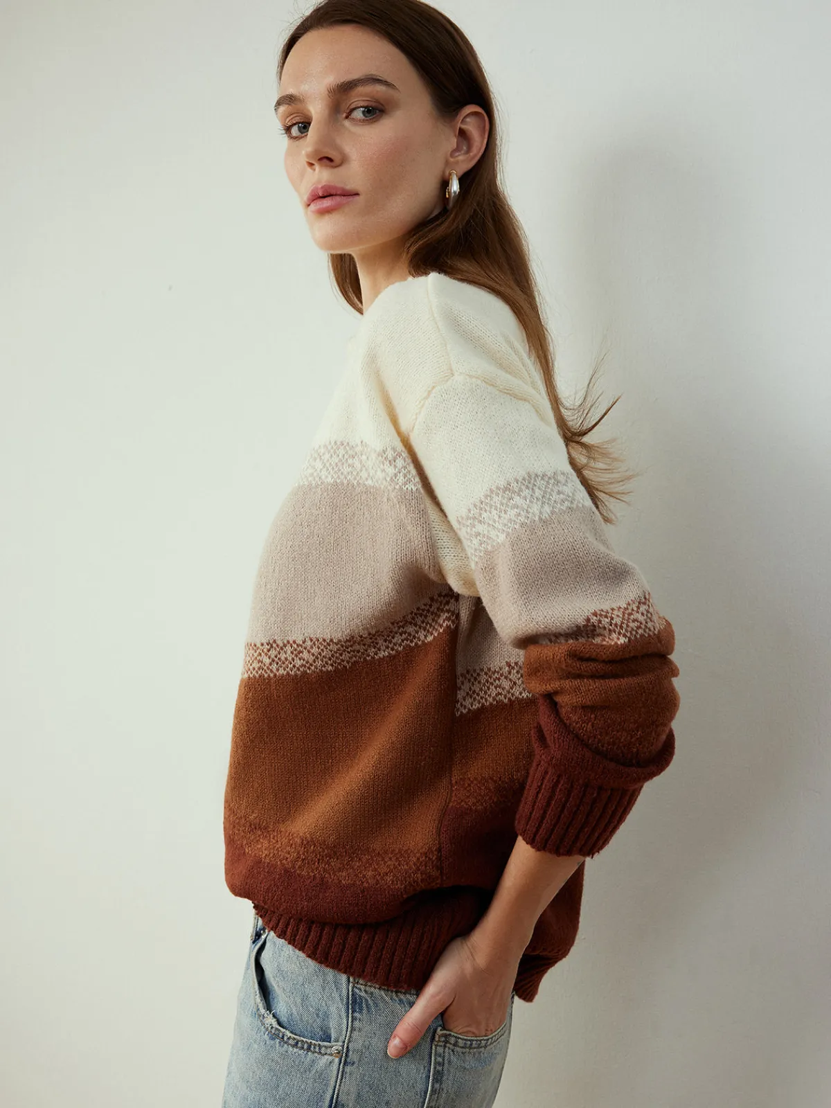 Sale Color Block Shift Pullover Sweater Sweater Tops|Sweaters & Cardigans