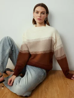 Sale Color Block Shift Pullover Sweater Sweater Tops|Sweaters & Cardigans