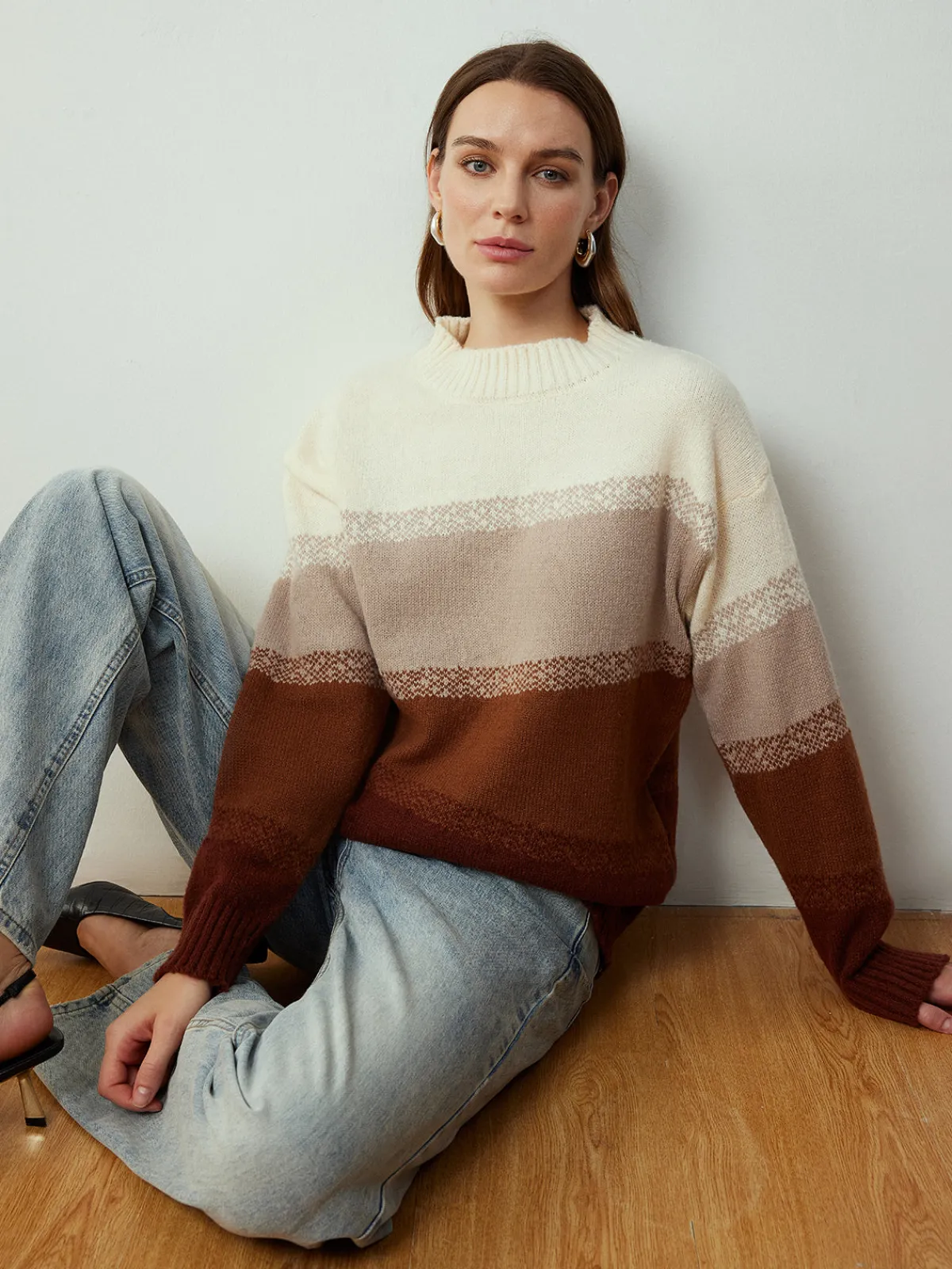 Sale Color Block Shift Pullover Sweater Sweater Tops|Sweaters & Cardigans