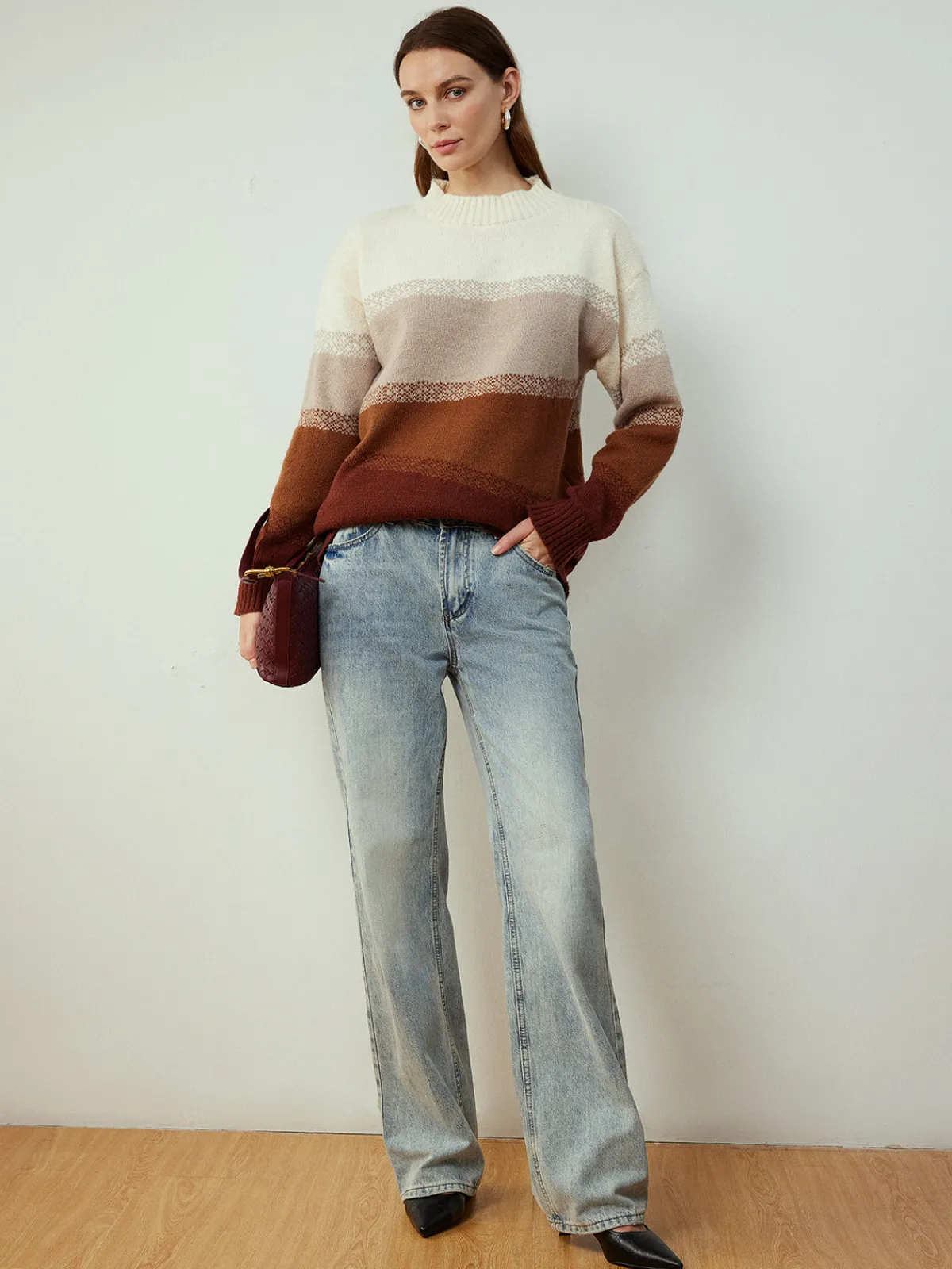 Sale Color Block Shift Pullover Sweater Sweater Tops|Sweaters & Cardigans