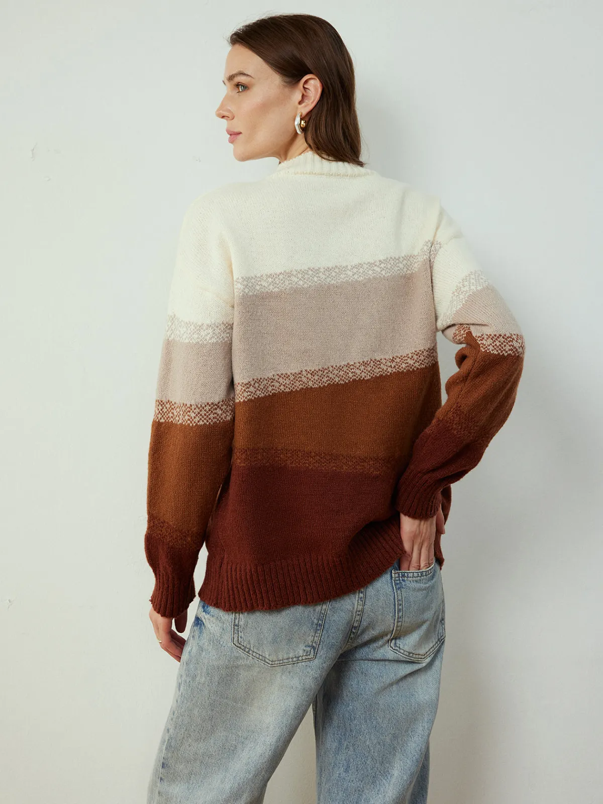 Sale Color Block Shift Pullover Sweater Sweater Tops|Sweaters & Cardigans