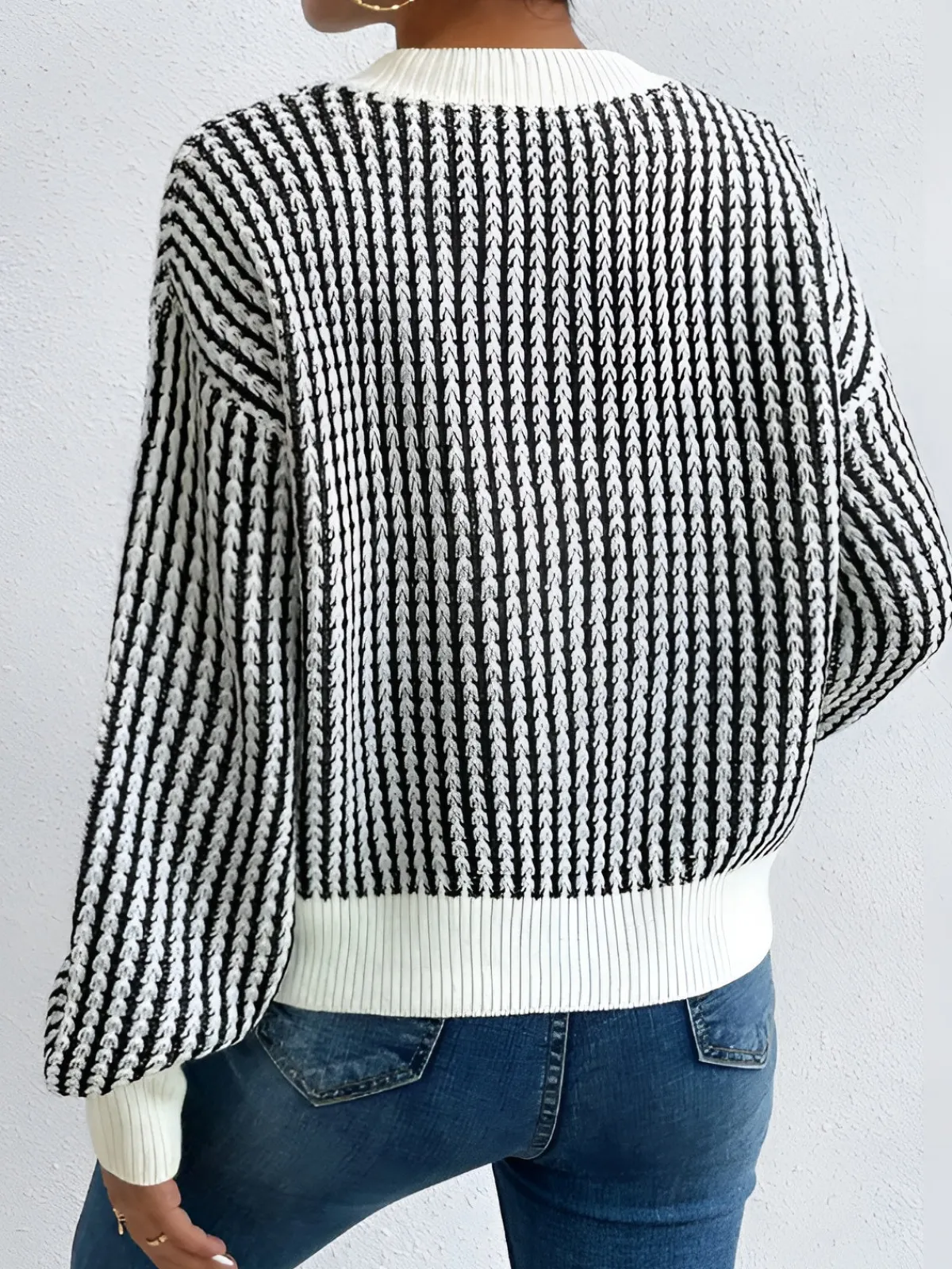 Online Color Block Striped Knit Top Sweater Tops|Sweaters & Cardigans