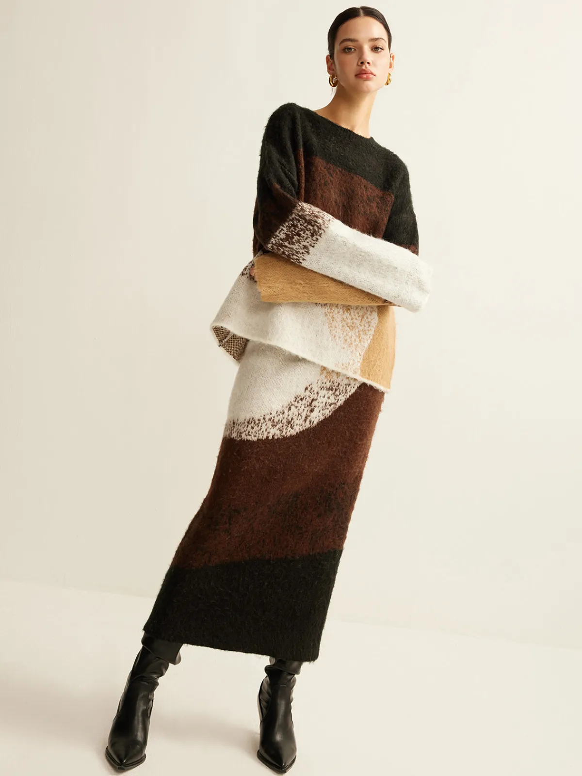Outlet Color Block Sweater Skirt Skirts|Knitwear
