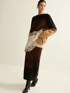 Outlet Color Block Sweater Skirt Skirts|Knitwear