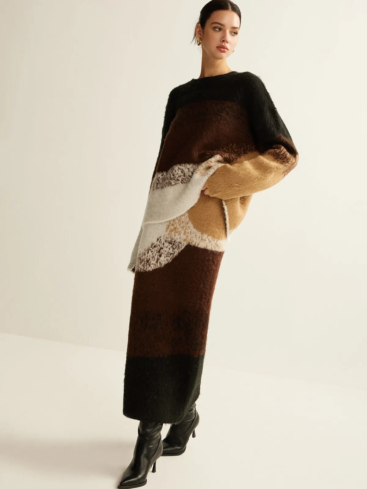 Outlet Color Block Sweater Skirt Skirts|Knitwear