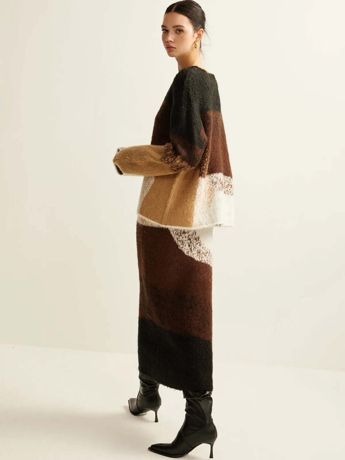 Outlet Color Block Sweater Skirt Skirts|Knitwear
