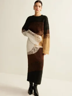 Outlet Color Block Sweater Skirt Skirts|Knitwear