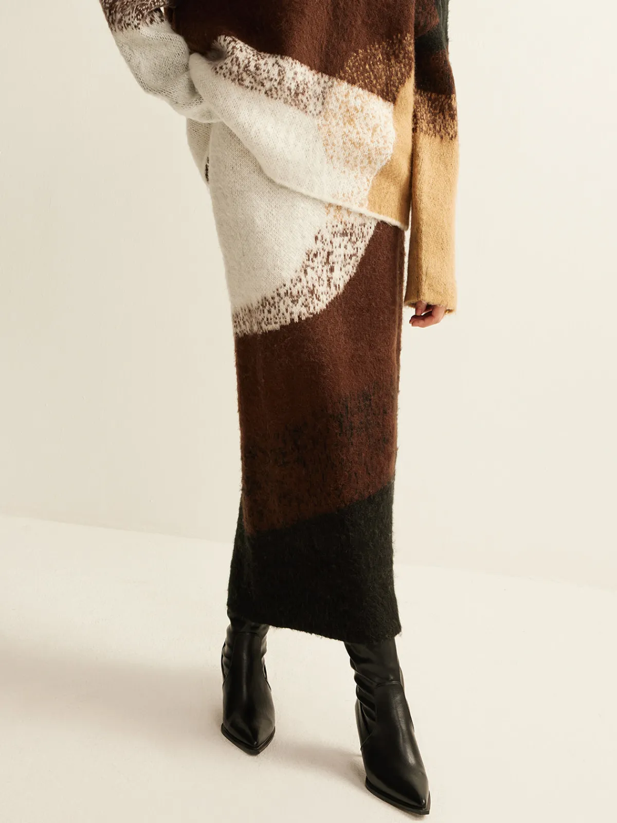 Outlet Color Block Sweater Skirt Skirts|Knitwear
