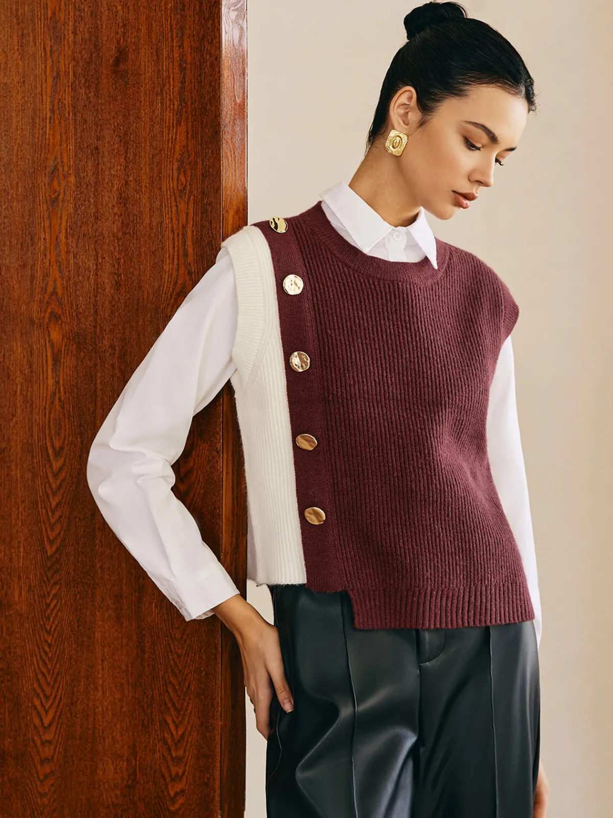 Online Color Block Sweater Vest Sweater Vests|Sweaters & Cardigans
