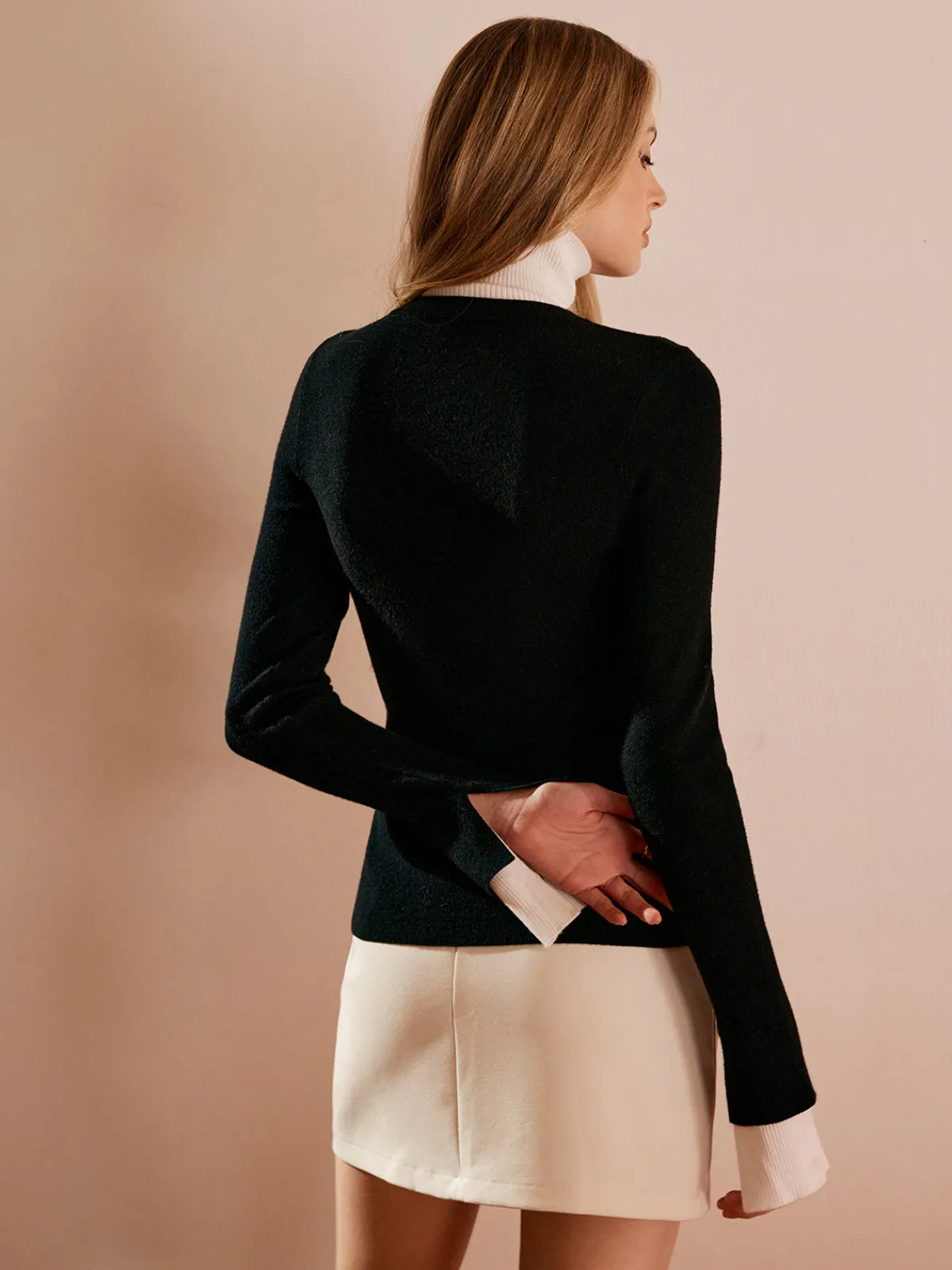 New Color Block Turtleneck Knit Top Sweater Tops|Sweaters & Cardigans