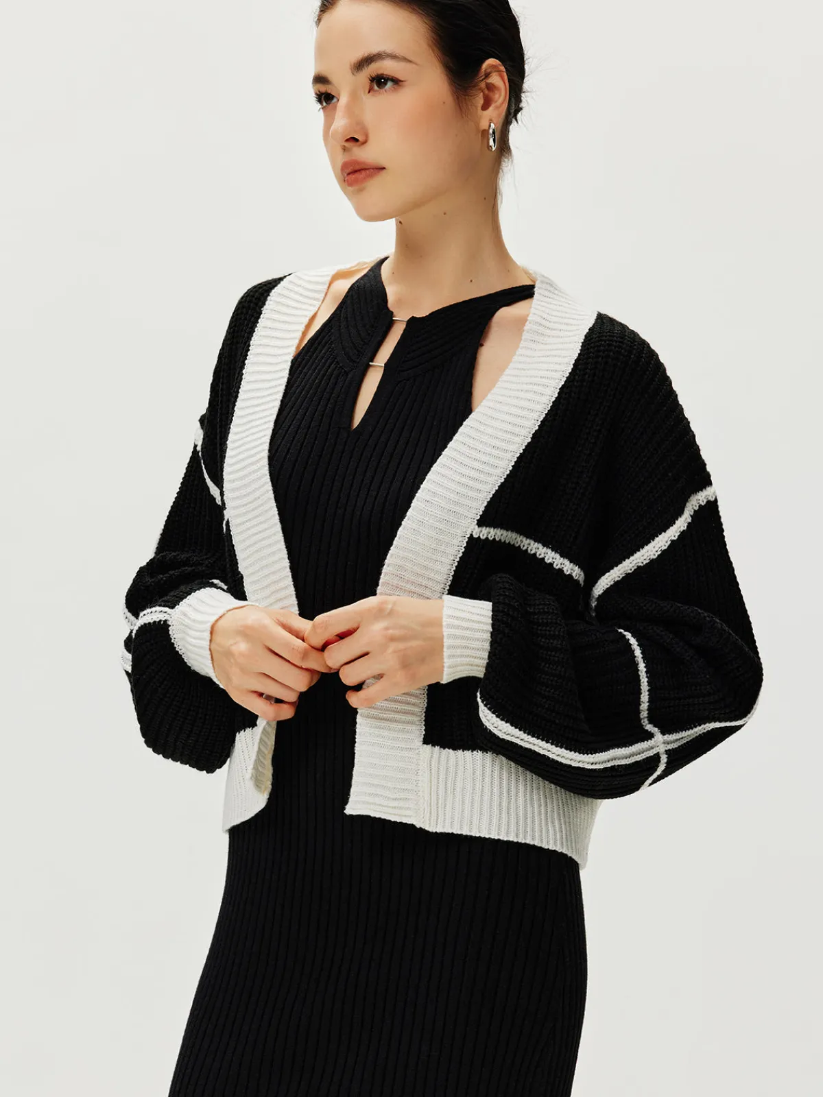 Hot Color Block Versatile Knit Cardigan Cardigans|Sweaters & Cardigans