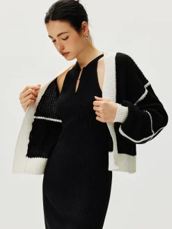 Hot Color Block Versatile Knit Cardigan Cardigans|Sweaters & Cardigans