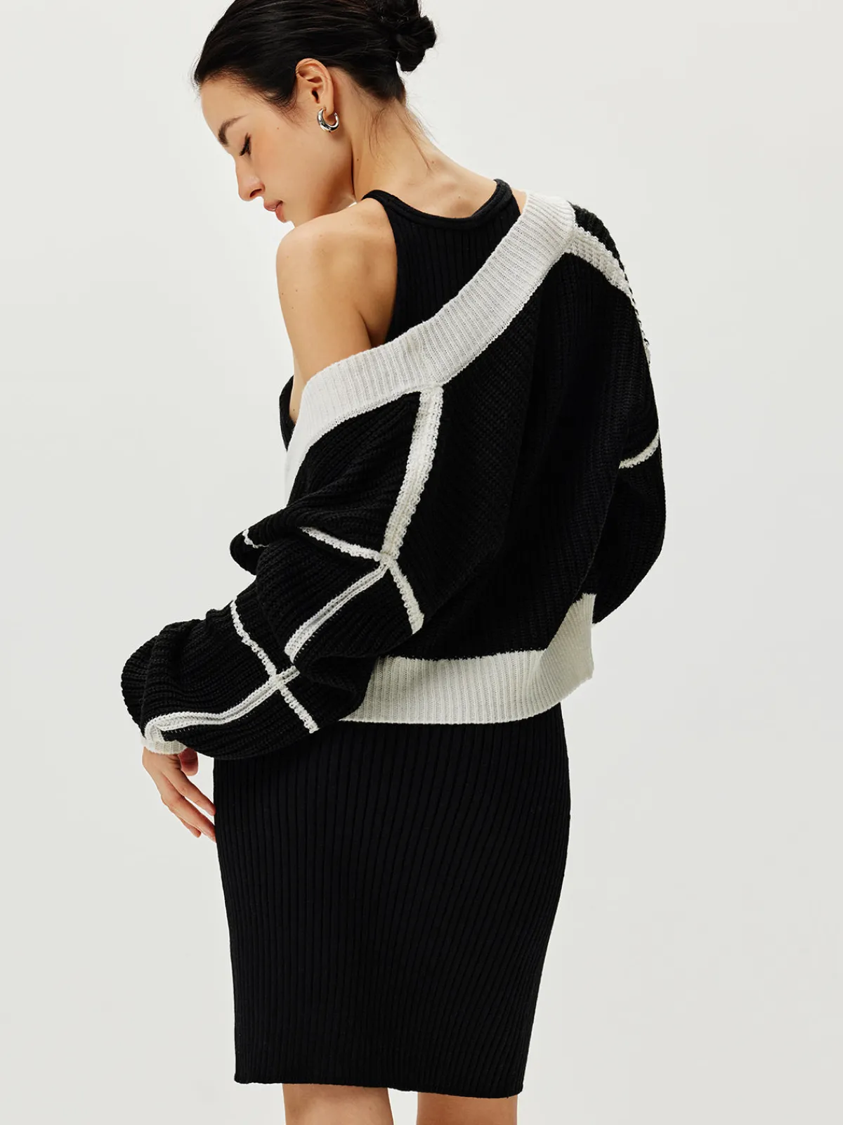 Hot Color Block Versatile Knit Cardigan Cardigans|Sweaters & Cardigans