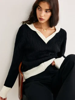 Sale Color Block V-Neck Twist Sweater Sweater Tops|Sweaters & Cardigans