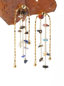 Clearance Colorful Natural Stone Tassel Earrings Earrings|Accessories