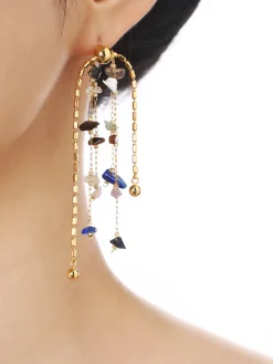 Clearance Colorful Natural Stone Tassel Earrings Earrings|Accessories
