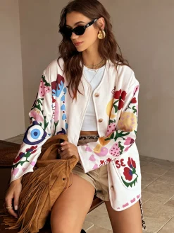 Colorful Printed Charming Winter Coat Outerwear|Coats
