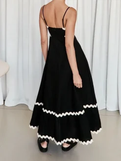 Online Contast Trim Cami Long Dress Black Dresses|Work Dresses