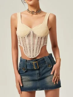 Outlet Contour Piping Crochet Crop Top Sweater Tops|Sweaters & Cardigans