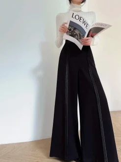 Best Contrast Bars Wide-Leg Flare Pants Pants|Bottoms
