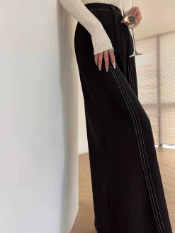 Best Contrast Bars Wide-Leg Flare Pants Pants|Bottoms