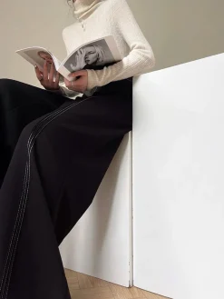 Best Contrast Bars Wide-Leg Flare Pants Pants|Bottoms
