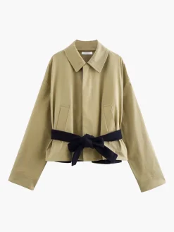 Hot Contrast Belt Button Trench Coat Outerwear|Coats