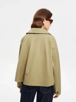 Hot Contrast Belt Button Trench Coat Outerwear|Coats