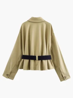 Hot Contrast Belt Button Trench Coat Outerwear|Coats