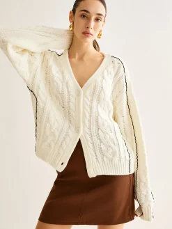 Hot Contrast Binding Button Cardigan Cardigans|Sweaters & Cardigans