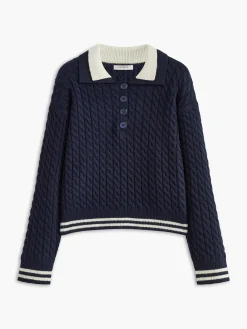 Sale Contrast Binding Button Knit Top Sweater Tops|Sweaters & Cardigans