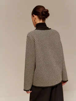 Clearance Contrast Binding Button Short Coat Sweater Tops|Outerwear
