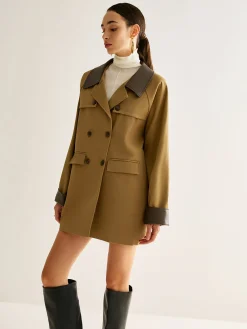 Discount Contrast Binding Button Trench Coat Outerwear|Coats