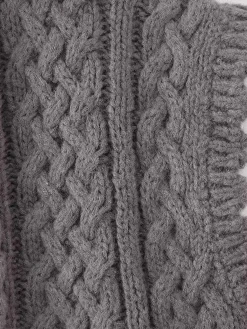 Online Contrast Binding Cable Sweater Vest Vests|Knitwear