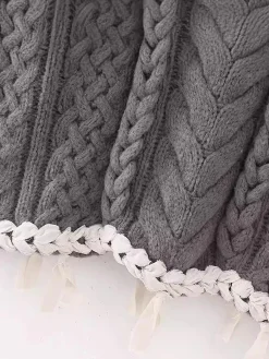 Online Contrast Binding Cable Sweater Vest Vests|Knitwear