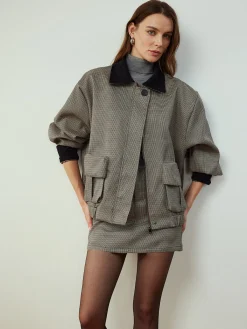 Online Contrast Binding Cargo Skirt Set Skirt Sets|Long Sleeve Sets