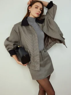 Online Contrast Binding Cargo Skirt Set Skirt Sets|Long Sleeve Sets