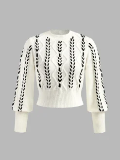Sale Contrast Binding Cinched Sweater Sweater Tops|Sweaters & Cardigans