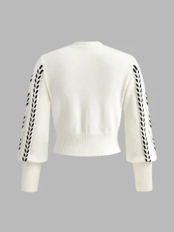 Sale Contrast Binding Cinched Sweater Sweater Tops|Sweaters & Cardigans