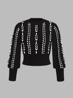 Sale Contrast Binding Cinched Sweater Sweater Tops|Sweaters & Cardigans