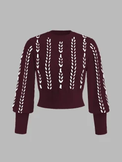 Sale Contrast Binding Cinched Sweater Sweater Tops|Sweaters & Cardigans
