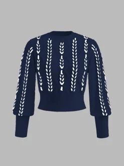 Sale Contrast Binding Cinched Sweater Sweater Tops|Sweaters & Cardigans