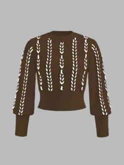 Sale Contrast Binding Cinched Sweater Sweater Tops|Sweaters & Cardigans