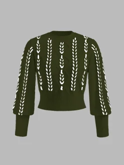 Sale Contrast Binding Cinched Sweater Sweater Tops|Sweaters & Cardigans