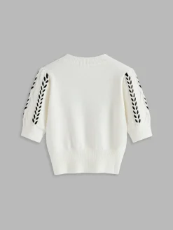 Sale Contrast Binding Corset Cable Knit Top Sweater Tops|Sweaters & Cardigans