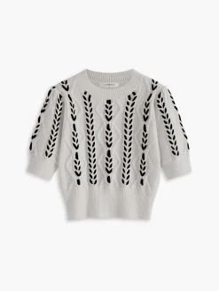 Sale Contrast Binding Corset Cable Knit Top Sweater Tops|Sweaters & Cardigans