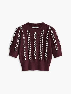 Sale Contrast Binding Corset Cable Knit Top Sweater Tops|Sweaters & Cardigans
