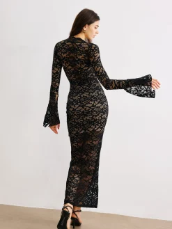 Sale Contrast Binding Lace Dress Casual Dresses|Cocktail & Party Dresses