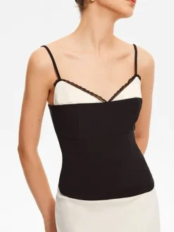 Clearance Contrast Binding Lace Trim Cami Top Tank Tops & Camis|Tops